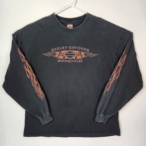 Vtg Harley‎ Davidson Shirt Mens 2XL Bikercore Motorcycle Flames Sportster Retro
